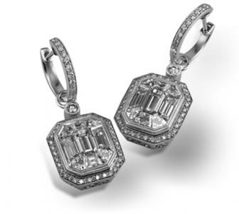 Simon G SG Mosaic Earrings in white gold