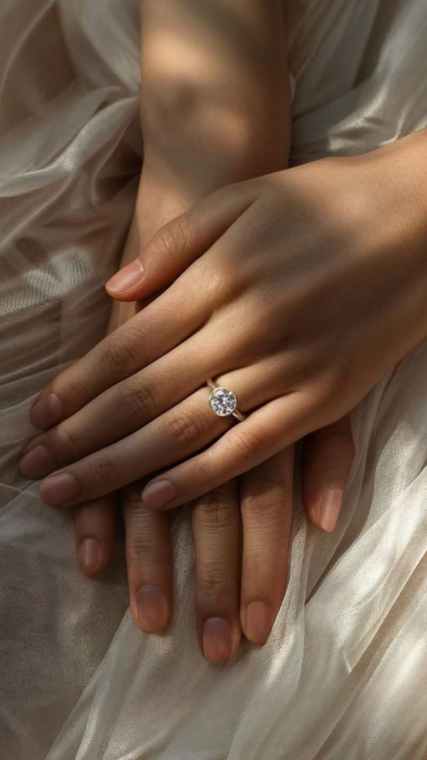 Two beautiful engagement rings stacked on top of each other