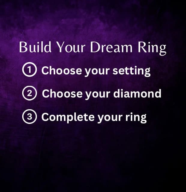 Build Your Dream Ring. 1 - Choose Your Setting | 2 - Choose Your Diamond | 3 - Complete Your Ring