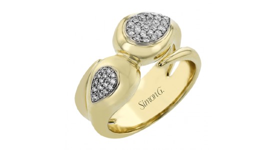 A sculptural diamond fashion ring by Simon G., available at Huntington Fine Jewelers.